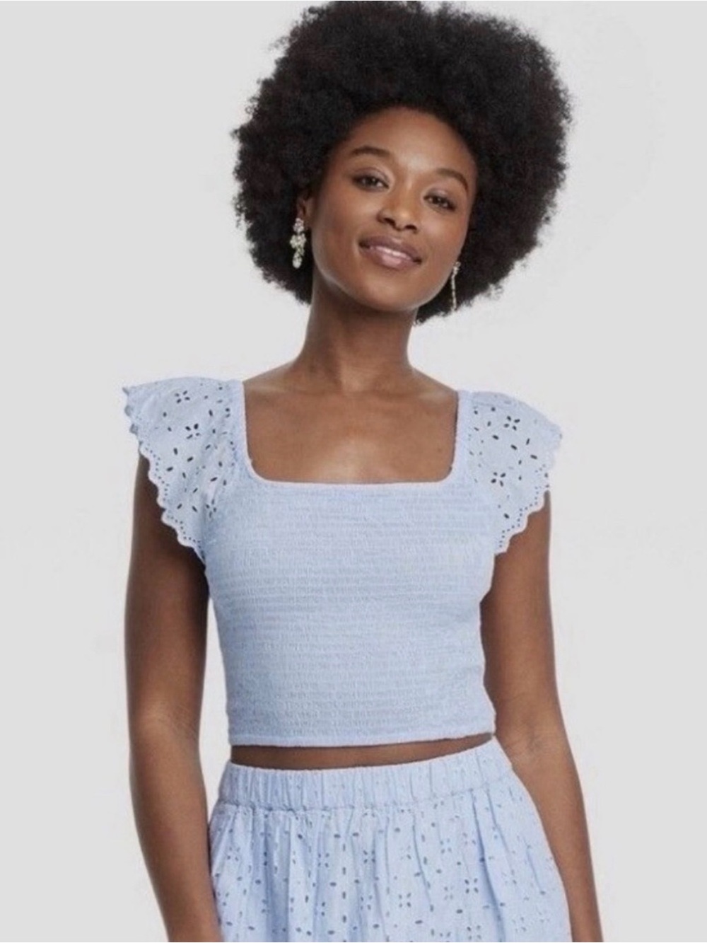 Universal Thread, Lilac Eyelet Crop Top and Matching Maxi Skirt, M - Picture 2 of 12